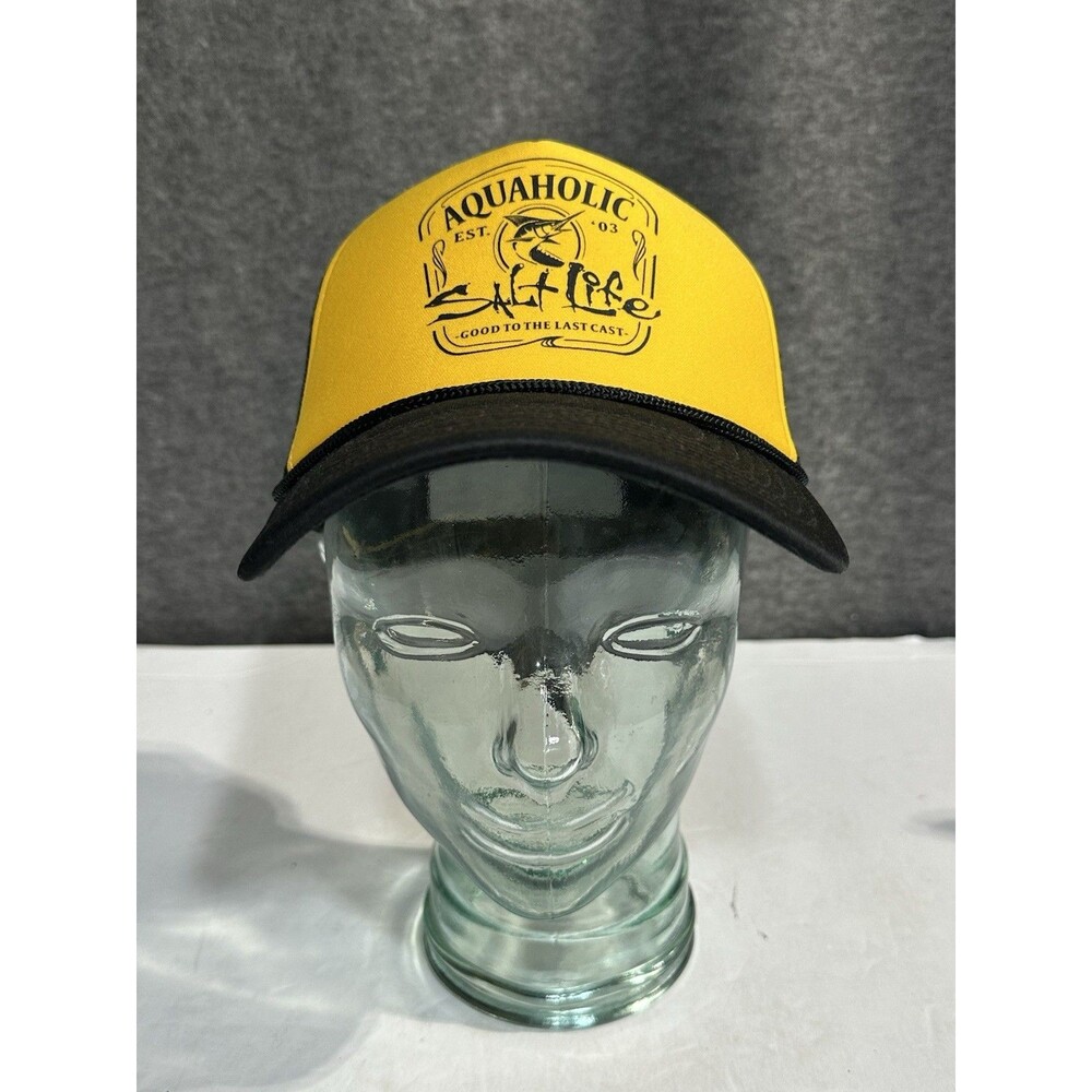 Salt Life Aquaholic Rope Trucker Hat Fishing Beach One Size Snapback Cap Black